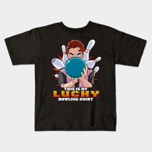 This Is My Lucky Bowling Shirt Funny Bowler Dad Gift Kids T-Shirt